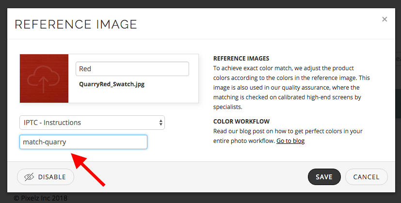 Example selecting metadata field and trigger string